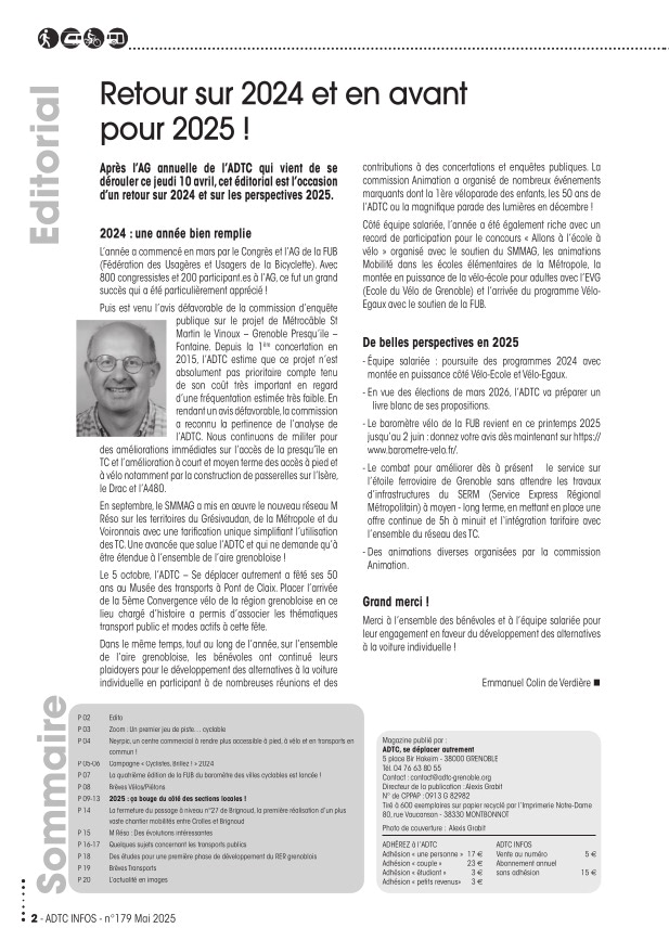 Edito du numéro 179 d'ADTC Infos.