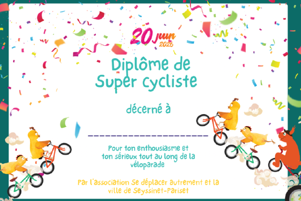 Véloparade enfants 2026 diplome
